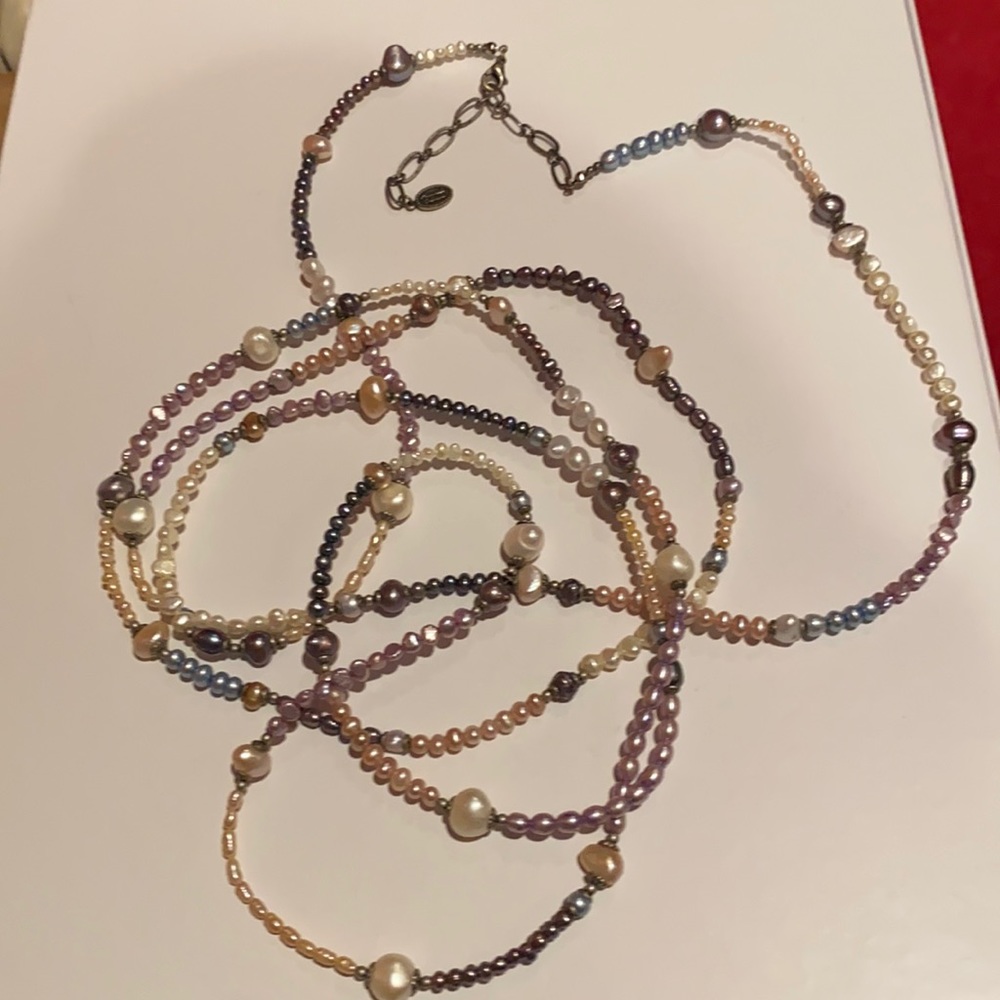 Michal Golan beaded pearl multi color necklace